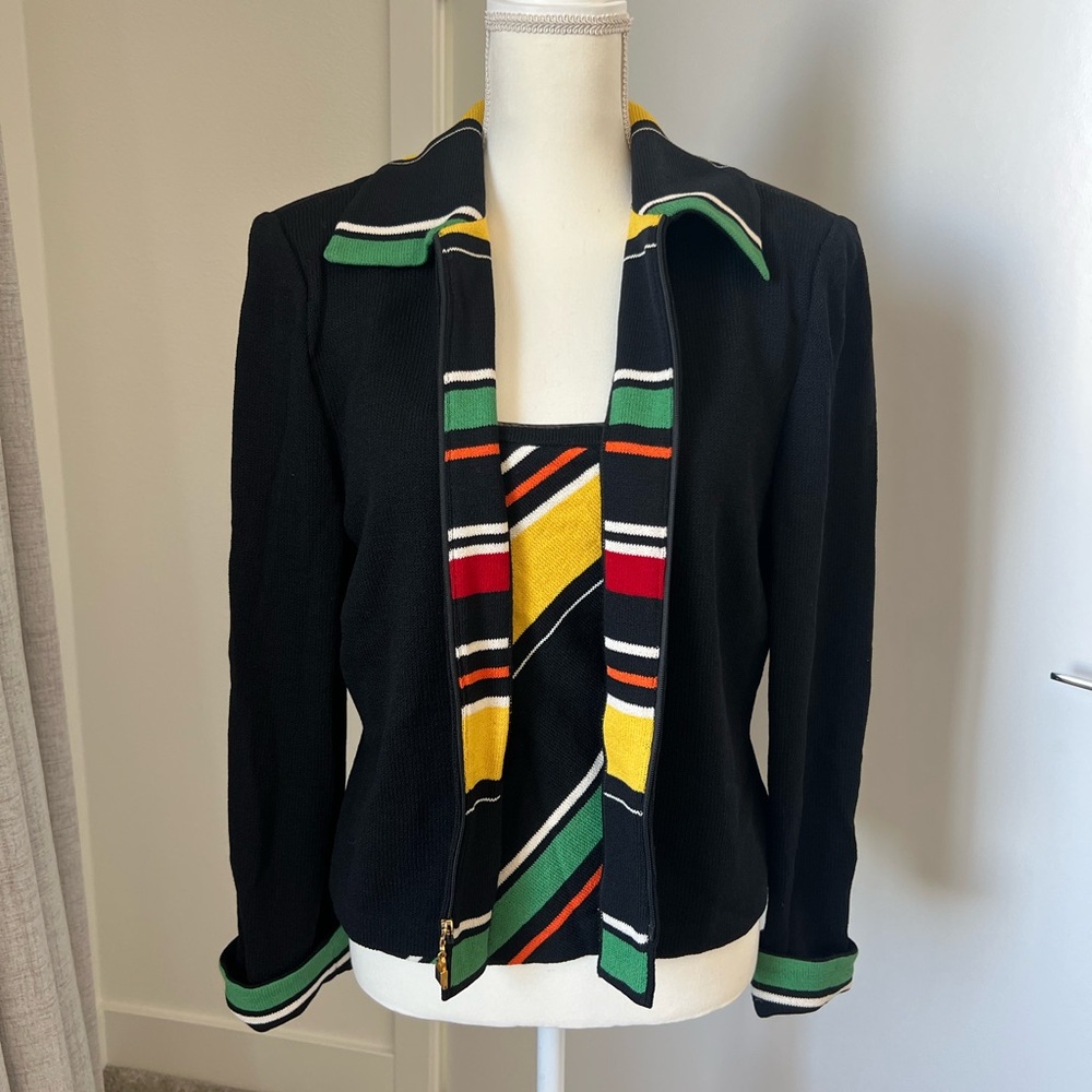 St. John Collection Black and Yellow Blazer with tank